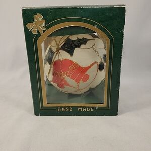 Handmade Handpainted Hand Blown Christmas Ornament made in Poland.